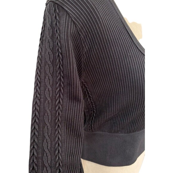 New! OFFLINE By Aerie Big Chill Seamless Square Neck Cropped Top Black Sz XL - Picture 4 of 15